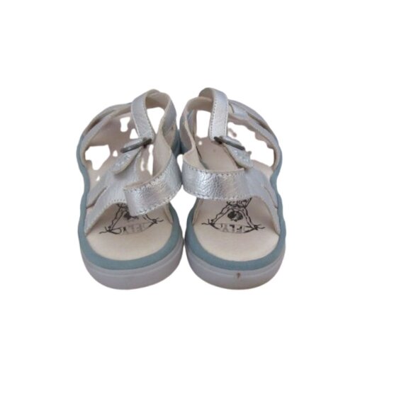 Fly London Cula Silver Leather Sandals Size 41 / US 8 w Box - Picture 3 of 8
